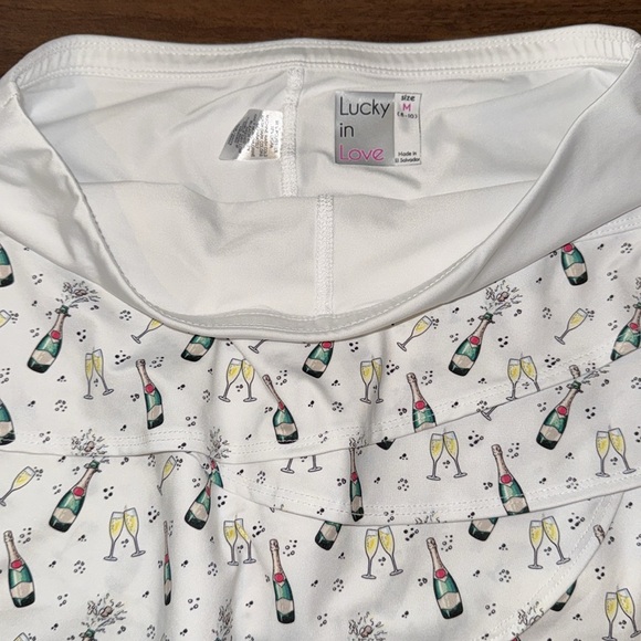Lucky in Love Champagne Print Cream Skirt. Tennis . Size M - Picture 4 of 7
